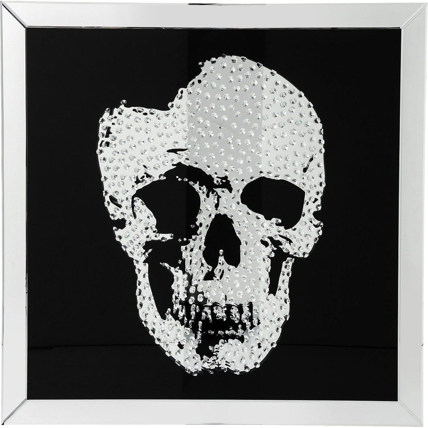 Sort Kare Design Plakat Mirror Skull Sølv Ramme 100x100cm - Kare Design Plakater  - 4025621367932