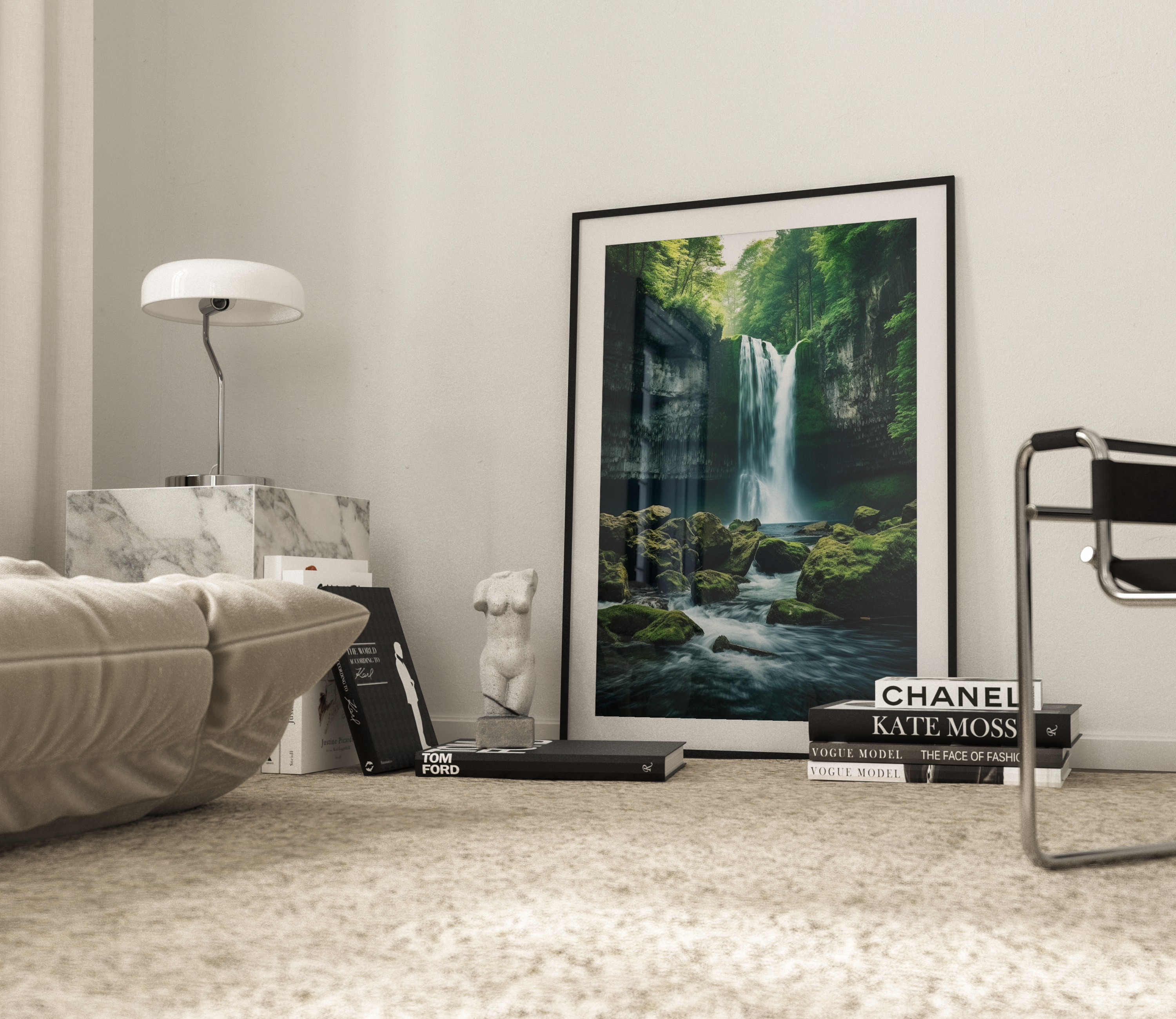 Vandfald Forest Nature Plakat Ramme - Just Karikatur Plakater