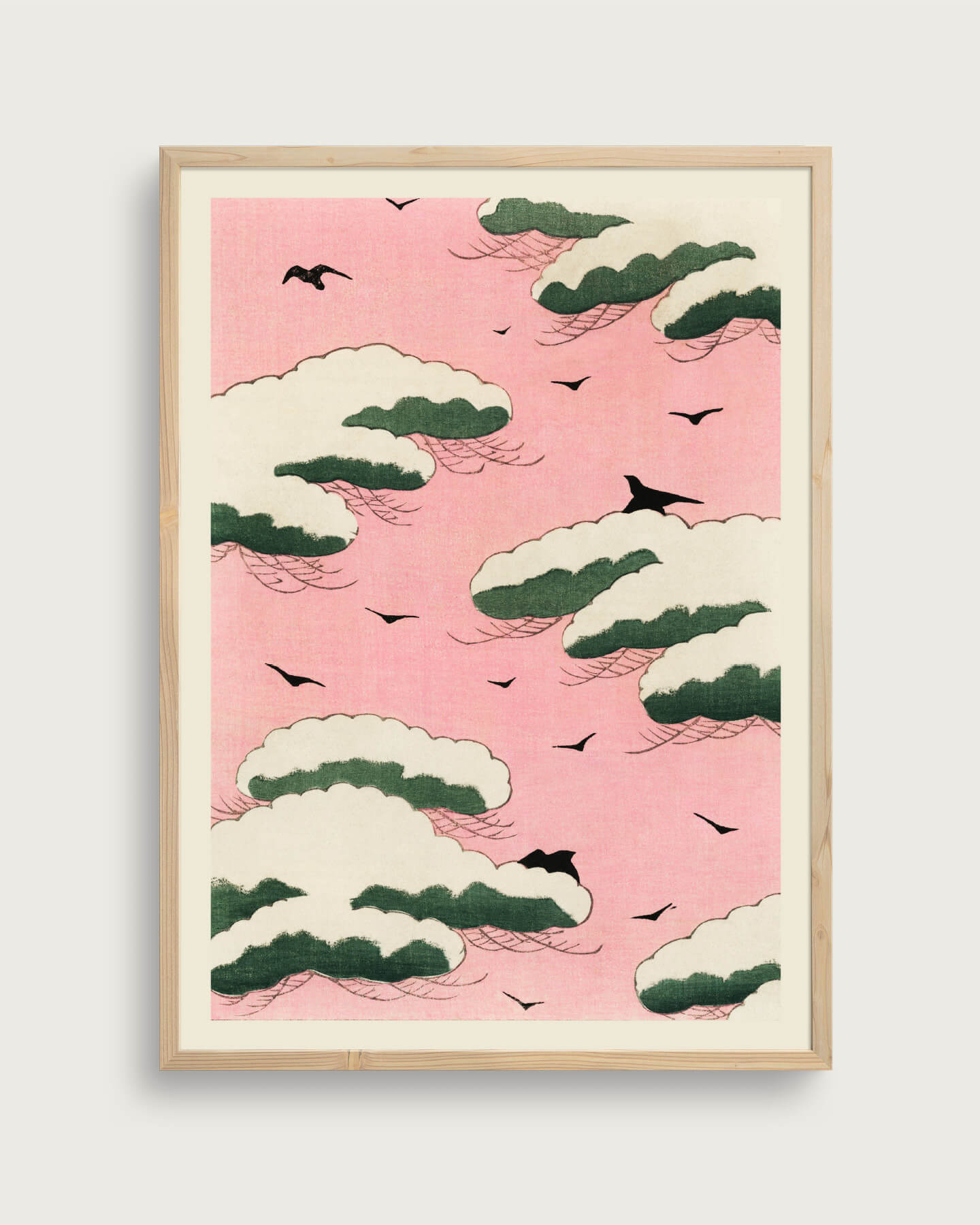 Pink Sky Størrelse 70x100 Akustikprint Inkl Egetræsramme Taishampx14d - Plakater