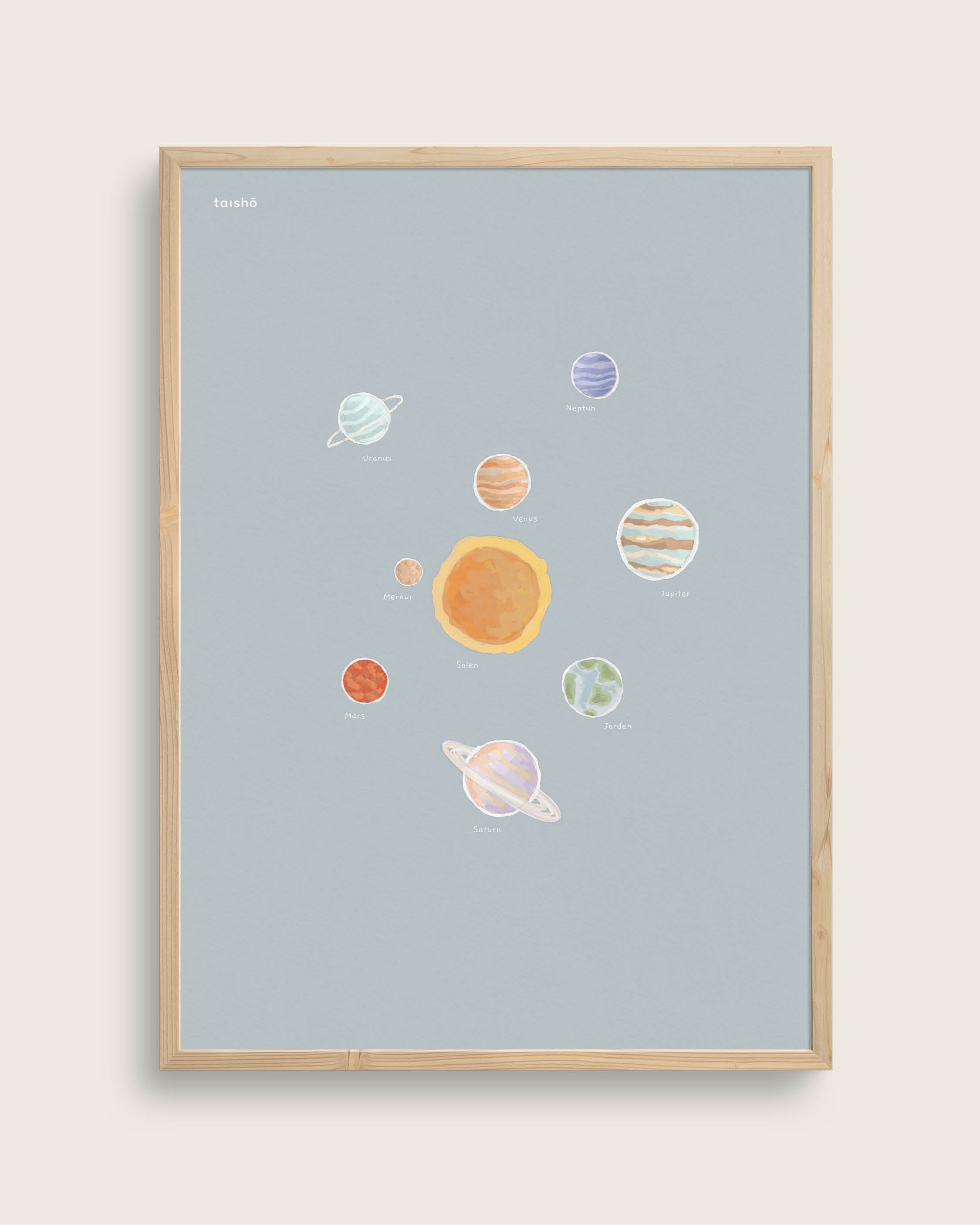 Solsystemet Størrelse 70x100 Akustikprint Inkl Egetræsramme Taishampx14d - Plakater